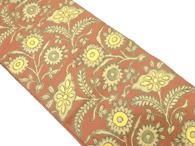 JAPANESE KIMONO / ANTIQUE FUKURO OBI / SILK / WOVEN FLORAL SARASA